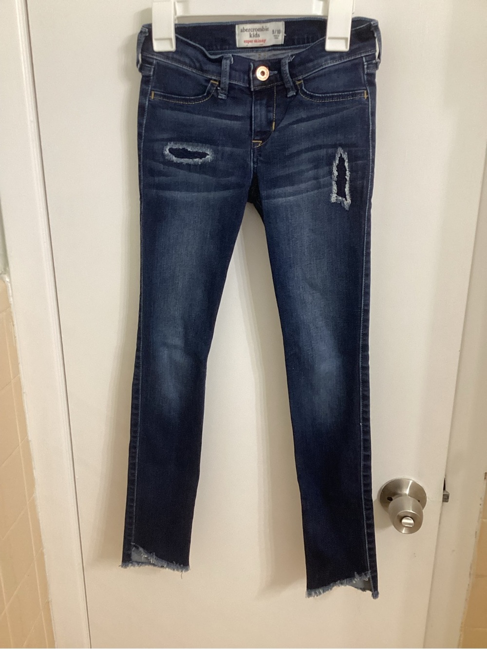 abercrombie kids Dark Blue Distressed Skinny Jeans